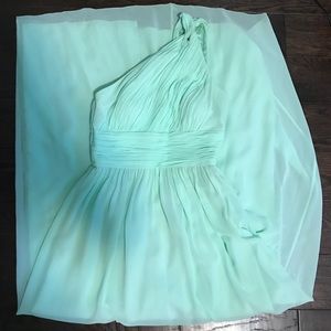 Mint Donna Morgan Long One Shoulder Dress
